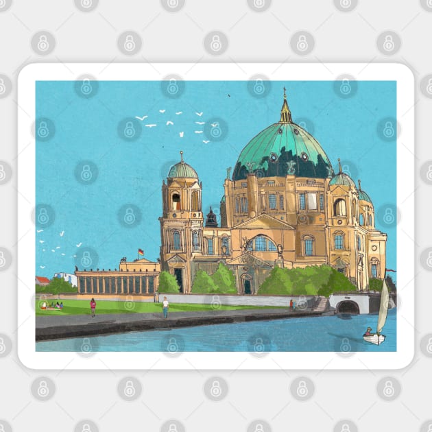 Berliner Dom Germany Illustration Magnet by Wall-Art-Sketch